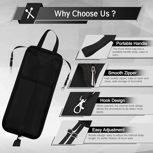 Wasserdicht Drumstick Tasche, Drum Stick Bag, Drumstick Halter, Oxford Trommelstock-Tasche Drumsticktasche Stick Bag Tragbare Drumstick Handtasche mit Griff