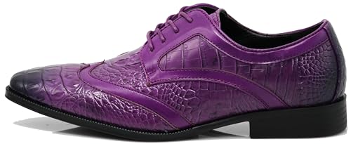 Image of ODN Men's Alligator Crocodile Print Oxfords Fashion Lace Up Dress Shoes