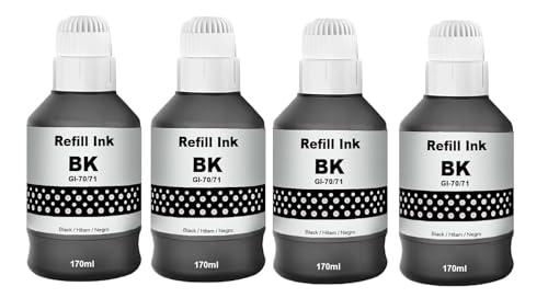 Image of Duplex DTC GI- 70 Refill Ink Compatible for Canon PIXMA G1020, G2020, G2021, G2060, G3020, G3021, G3060 Printers (GI-70 Black Ink 4 Pcs)