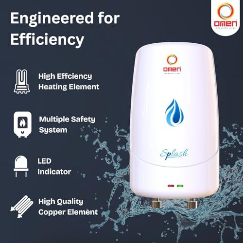 Image of Omen Changing Lives Splash 3 L Instant Water Heater | 3000 W Fast Heating | Gas Geyser with Advanced Safety Features | Rust-Resistant SS Tank | Ideal for Kitchen & Bathroom