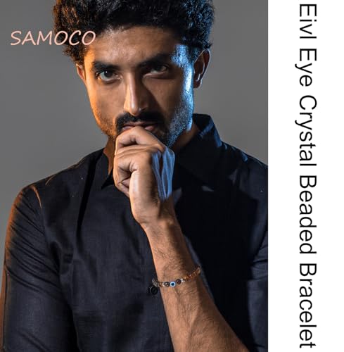 SAMOCO 9Pcs 8mm Blue Evil Eye Beaded Bracelets Lucky Bracelet for Protection Blessing Jewelry Boho Handmade Strehch Bracelet for Women Men2