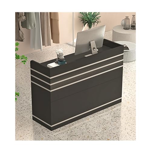 Table de comptoir moderne avec gestion des câbles - Bureau de réception polyvalent pour salon, bureau, magasin, clinique, maison - Noir - 120 cm