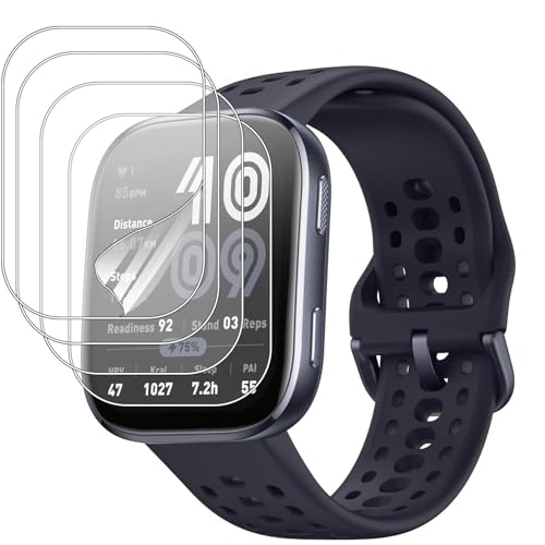 【4枚入り】For Amazfit Bip 6 スマートウォッチ 1.97インチ 保護フィルム TPU素材 全面保護 画面保護シート 超薄0.3mm 反射低減 指紋低減 撥油性 高透過率 Amazfit Bip 6 スマートウォッチ フィルム