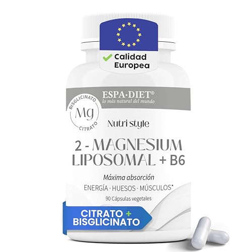 Citrato de Magnesio Liposomal + Bisglicinato de Magnesio Liposomado con Vitamina B6: Alta Absorción para el bienestar articular, salud ósea y muscular, producción de colágeno, descanso, 90 cápsulas.