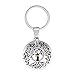 Uloveido Stainless Steel Family Tree of Life Vintage Keychain Real Mustard Seed Key Chain Holder Hanger Jewelry Gifts (round) Y764