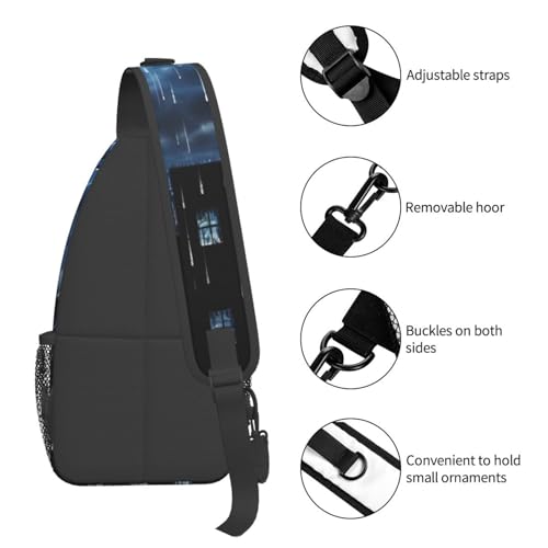 Mochila bandolera casco estampada negra para senderismo miniatura 5
