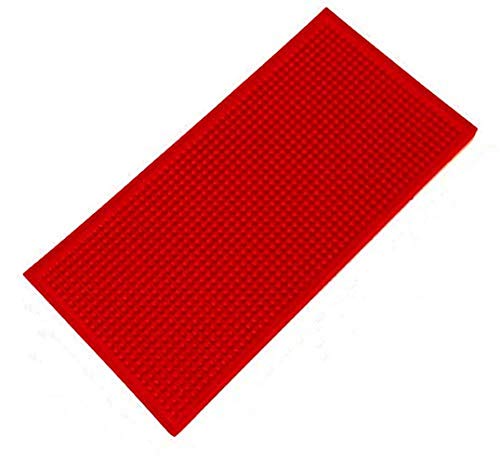 ausuky Alfombrilla de goma para barra grande, bandeja de goteo de cristal, para cerveza, barra de bebida, base de pubs, clubes, bares, accesorios para cortar (rojo, 15 x 30 cm)