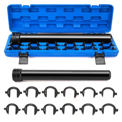 CMOOD Inner Tie Rod Removal Tool Kit, 13 Pcs Inner Tie Rod Tool Set with 12 Crowfoot Adapters Tie Rod Removal Tool, 1/2 Inch Drive Tube Tie Rods Tool for Cars Removes and Installs Tie Rods Tool