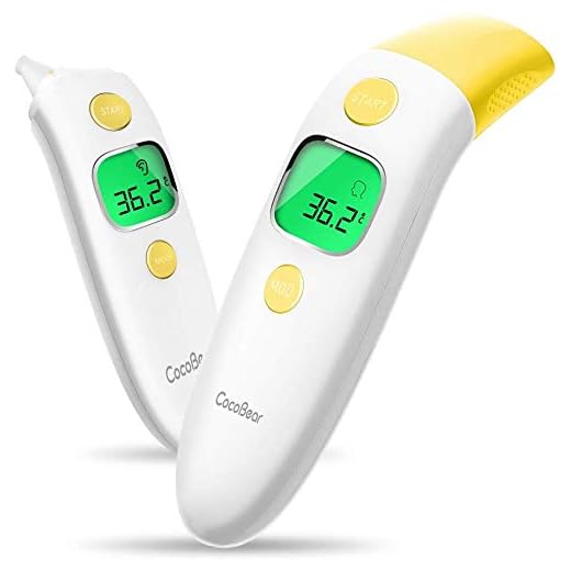 CocoBear Termómetro Digital Bebé, Termómetro Infrarrojos, Frente y Oído, Bebé y Adultos 4 en 1 Termómetro Infrarrojo en Profesional Certificación Médica