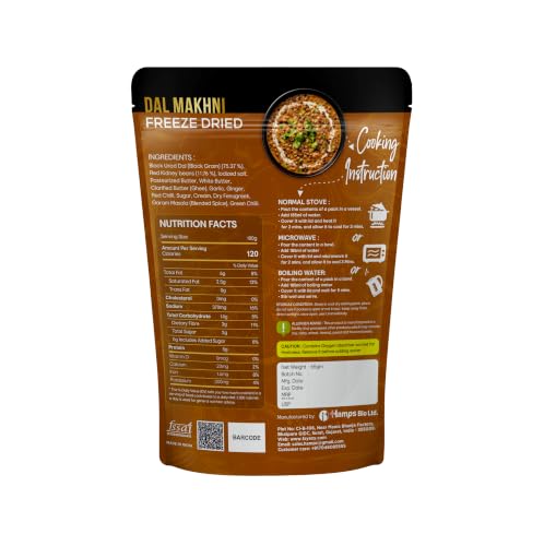 Image of FzyEzy Freeze-Dried Instant Meal Pack - Ready-to-Eat Travel Food | Lightweight, Long Shelf Life | Ideal for Camping, Hiking, Trekking, Emergency Survival | No Preservatives | Veg Meals (Dal Makhani)