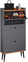 Sapateira Vertical Dark 3 Gavetas Basculantes Organizadora Calçados Retrô - Cinza/cinamomo - Rpm Móveis