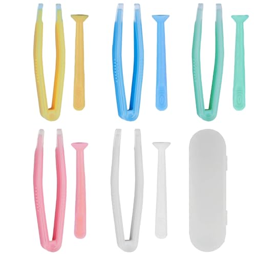Ocoullow 5 Pack Contact Lens Remover Tool for Soft Contacts Eye Contact Remover Tool & Applicator Portable Contact Applicator Tool Set for Hard & Soft Lenses Yellow Green Blue Pink White