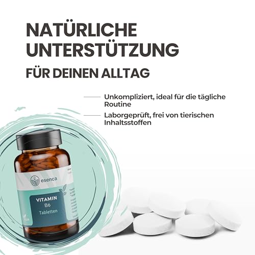 Vitamin B6 Tabletten - 12,5 mg - Hochdosiert, Vegan & Ohne Zusatzstoffe - 365 Tabletten (Jahresvorrat) - aus Deutschland