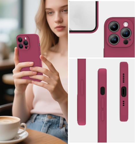 Image of DIZORO Square Microfiber Candy Case Compatible for iPhone 16 Pro Max Shockproof Slim Back Cover Liquid Silicone Case - Hibiscus