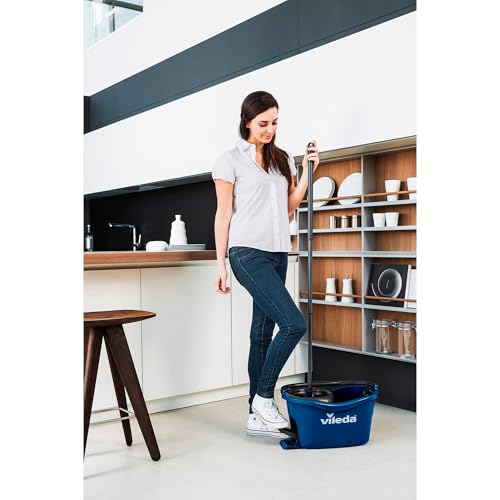 Vileda Turbo EasyWring & Clean Bodenwischer Komplett Set, Wischmopp und Eimer mit PowerSchleuder,...