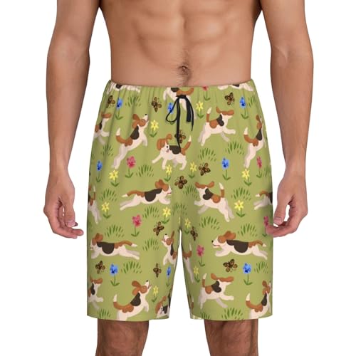 Mens Pajama Pants - Running Beagle Sleep Shorts Mens Pajama Shorts, Comfy Pj Pants for Mens Lounge Shorts3