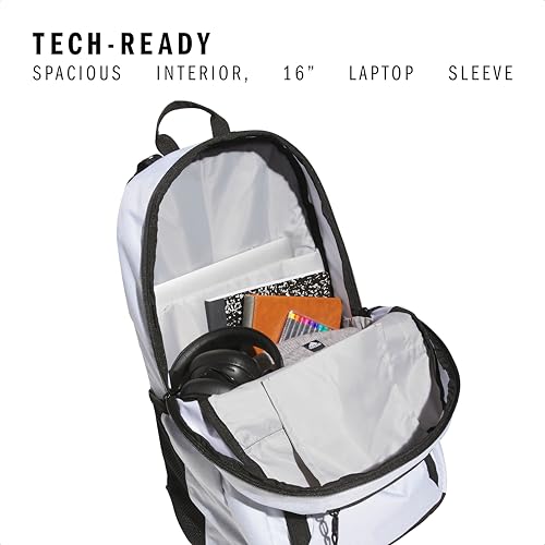 Image of adidas Excel 6 Backpack, Twill White /Black /7.5, One Size, Excel 6 School Backpack - Bookbag for Laptop Work Travel, 34l