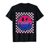 Bisexual Smile Face Bi Pride Flag LGBTQ Groovy Men Women T-Shirt