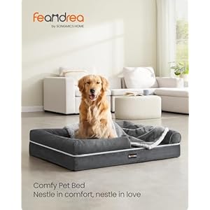 Feandrea Dog Bed, Orthopedic Dog Bed, Large Dog Bed Waterproof, Removable Washable Cover Dog Sofa with Non-Slip Bottom, Raised Edges, 36 x 28 x 8 Inches, Dark Gray UPGW067G01 Feandrea Dog Bed Orthopedic Dog Bed Large Dog Bed Waterproof Removable Washable Cover Dog Sofa with Non Slip Bottom Raised Edges 36 x 28 x 8 Inches Dark Gray UPGW067G01