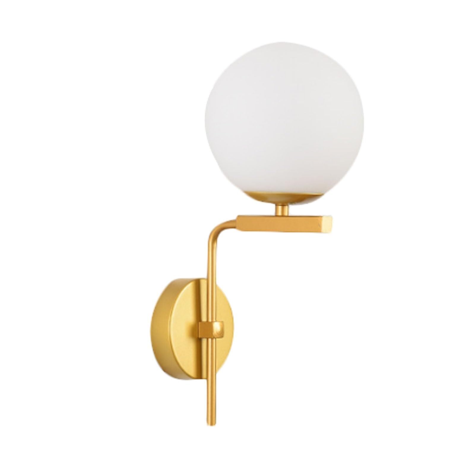 JYBNBBE Acrylic Globe Wall Lamp LED Wall Sconce for Bedroom, Hallway, and Living Room, Modern Decorative Lighting with E27 Base, 1 Light Fixture for Bedside or Corridor,Gold