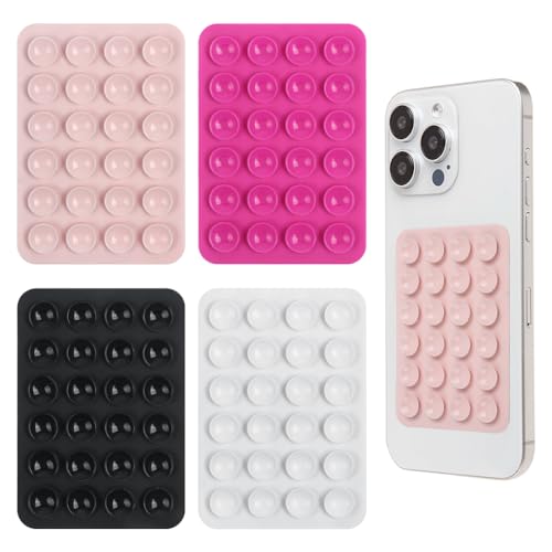 XYGK 4 Pack Suction Phone Holder Hands-Free Silicone Cell Phone Suction Cup Adhesive Back Smartphone Grip Holder for Record Videos Watch Recipes Video Calls Exercise