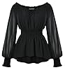 SCARLET DARKNESS Womens Long Sleeve Tops Tunic Peplum Ladies Blouse Casual Cottagecore Vintage Medieval Going Out T Shirts Black XXL #3