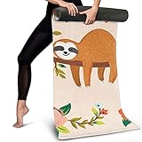 chaqlin Cute Sloth Baby Pattern Travel Yoga Mat Non-Slip Slim Fitness Exercise Pads Eco-Friendly Sport Gym Gymnastics Pilates Blanket Ultra Thin Folding Hot Yoga Towel 72 x 26.8 Inch