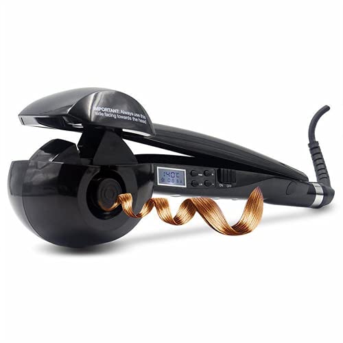 Hair Curler Steam Curler Wave Hair Roller with LCD Screen Ceramic Fast & Anti-Scald Curler for Both Long & Short Hair Fashion Salon Automatic Curling Iron Machine Styler (Black)
