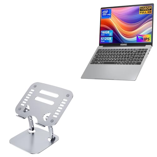 BoxWave Stand and Mount Compatible with ACEMAGIC AX15 Windows 11 Laptop (15.6 in) - Executive VersaView Laptop Stand, Ergonomic Adjustable Viewing Angle Metallic Riser - Metallic Silver