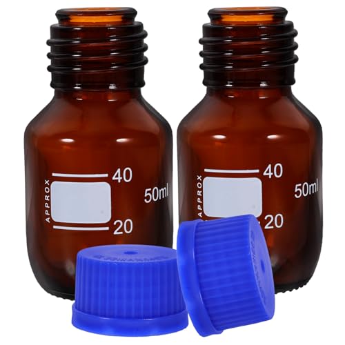 NAMOARLY 2 Pcs Reagent Bottle with Blue Cap Reagent Bottles with Screw Caps Empty Reagent Bottles Sample Sealing Container Liquid Storage Bottle Lab Reagent Media Bottles Glass Bottle Abs