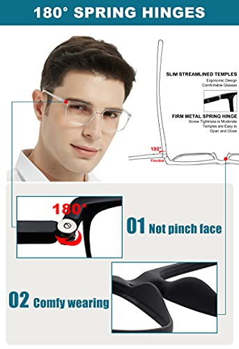 Image of Large Mens Reading Glasses Lightweight Readers Transparent 1.00 1.25 1.50 1.75 2.00 2.25 2.50 2.75 300 3.00 3.50 4.00