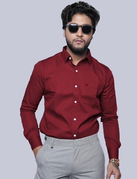 Image of Men's Slim Fit 100% Cotton Solid Full Sleeve Shirt | Premium Casual & Formal Wear for Men