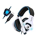 SADES SA903 7.1 Channel Surround Stereo Noise Canceling Led Light USB Wired Over Ear PC Gaming Headset with Mic - White