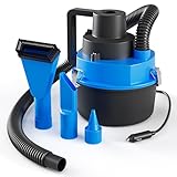 Car and Driver CAD-KH1000 Portable Wet/Dry Vac β 2-in-1 Car Vacuum and Inflator, 12V Auto Vacuum Cleaner for Cars, Boats, RVs & Trucks β Compact Bagless Design with 5ft Hose & 4 Attachments