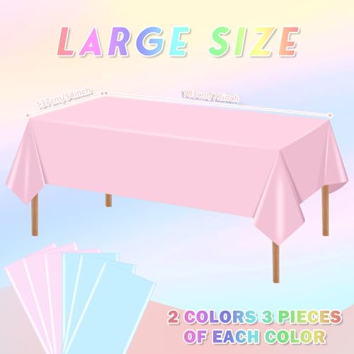 mwellewm 6 Packs Gender Reveal Table Cloths, Disposable Plastic Pink and Blue Tablecloth Rectangle Pastel Table Covers Decoration for Boy or Girl Baby Shower Birthday Party Unicorn Princess Ice Cream by mwellewm - Image 4