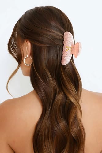 Image of LILIE&WHITE Acrylic Letter Hair Clips For Women Stylish K Monogram Hair Claw Alphabet Hair Clip Fashion Glitter Claw Clips Elegant And Durable Hair Accessory Large Hair Clips Pink K