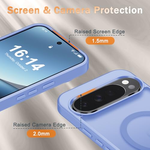 Image of for Google Pixel 10 /10 Pro Case, Matte Magnetic Phone Cover [with 1 Screen Protector] [Support for MagSafe] [Shockproof Military Grade Protection] Translucent Frosted Back, Purple