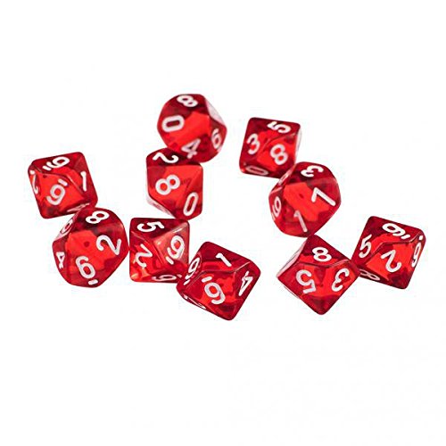ATORSE Toy D10 Red Ten Sided Gem Dice for RPG Dungeons & Dragons Games Set of 10 Dice-Toys & Hobbies-Games-Role Playing Games-Dungeons & Dragons-Accessories & Dice-image-2