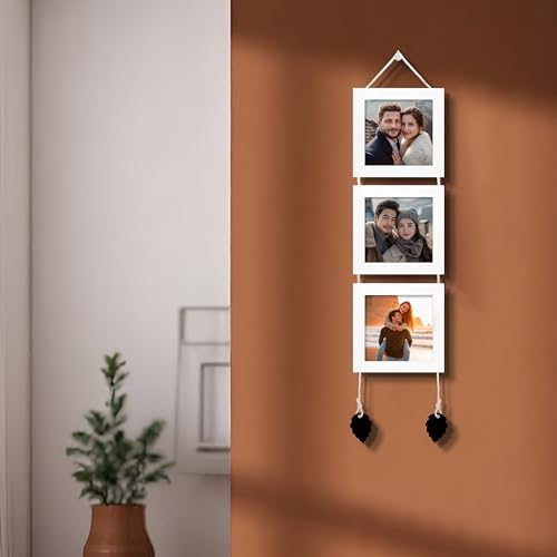 Art Street Photo Frame For Wall Set Wall Hanging Picture, Photo Frame For Home and Office Decoration (Set of 3, 5x5 Inch - White)