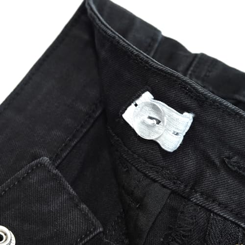 KIDSCOOL SPACE Girls Jeans, Split Hem with Dual Edges High Stretch Denim Flared Pants,Black, 9-10 An