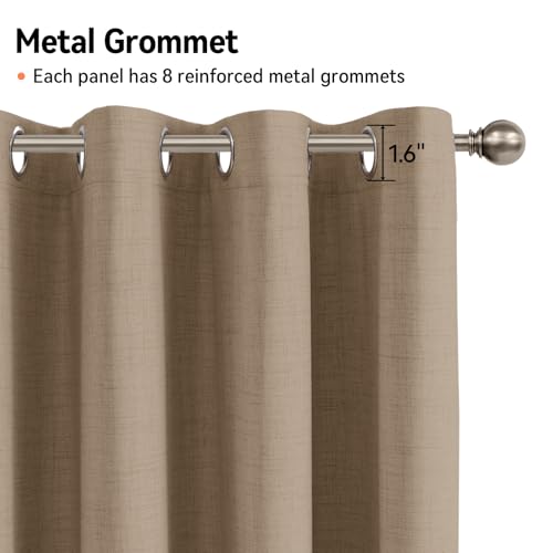 Image of Linen Textured Total Blackout Curtains 96 Inches Long, Copper Brown | 100% Blackout Shield Grommet Blackout Curtains for Bedroom, Thermal Insulated Drapes for Living Room, 50 inchW x 96 inchL, 2 Panels