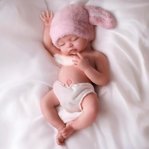 BABESIDE Silicone Baby Doll - 16 Inch (Weight 4.9 Lb) Reborn Baby Dolls Silicone Full Body Platinum Silicone Weighted Realistic Sleeping Newborn Lifelike Preemie Doll Gift Collectors & Kids Age 3+