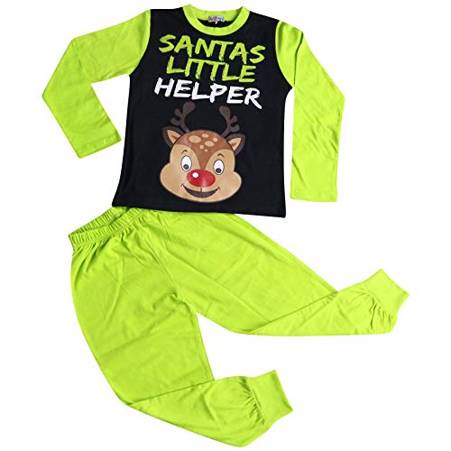 a2z4kids A2Z 4 Niños Niñas Niños PJS Ya Filthy Pijama de Navidad Impreso Loungewear - PJS Rudolph_Lime 7-8