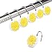 Wimaha Decorative Shower Curtain Hooks Rings, Rustproof Yellow Peony Flower Shower Hooks Plastic, Ideal Bathroom Accessories for Curtain Liner Rod, as Bedroom, Living Room Decor, Set of 12