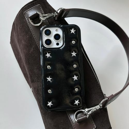 Coque Cuir Rétro iPhone 16 Pro Max Rivets Style Vintage Unique