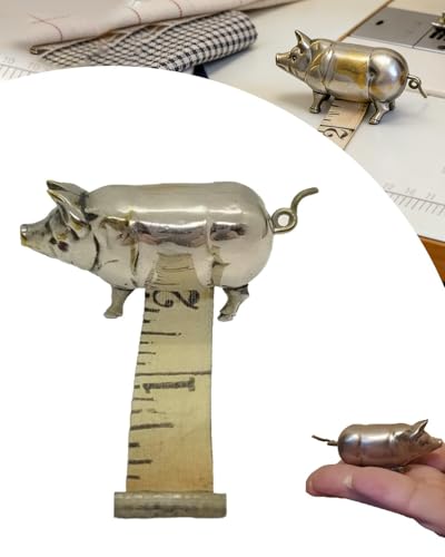 Antique-Inspired Pig Mini Tape Measure, Vintage Animal Tapeline for Sewing & Crafts, Retractable Porket Shape Measurement Tool, Cute Piggy Collectible Soft Ruler for Quilting, Unique Gift