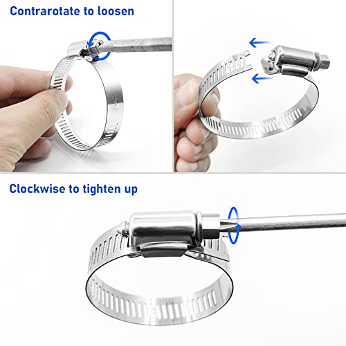 Gudui Hose Clamp, Stainless Steel Hose Clamps For 1 1/4 Inch To 2 1/4 Inch Hose Pipe Large Adjustable Worm Gear Hose Clamps Assortment Kit For Automotive Radiator Fuel Line Mechanical thumb #3