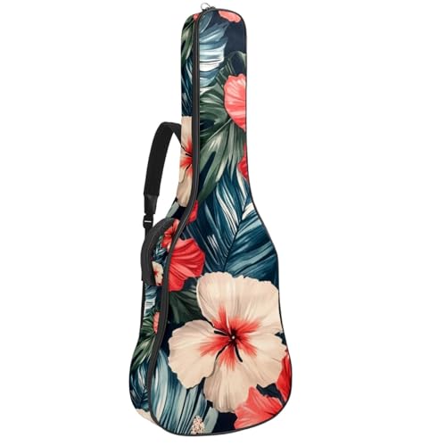 Étui souple pour guitare acoustique de 109 cm motif fleurs d'hibiscus imperméable
