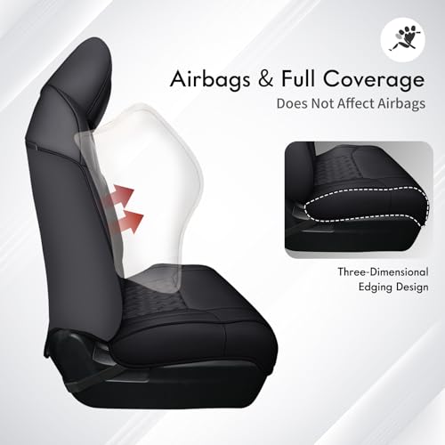 Image of Huidasource Tacoma Seat Covers Full Set, Full Coverage Leather Truck Seat Cushion Cover Custom Fit for 2005-2015 Double & Crew Cab 2nd Gen Toyota Tacoma Base Prerunner SR5 Limited(Full Set /Black)