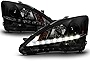 ACANII - For [Halogen Model] 2006-2010 Lexus IS250 IS350 LED DRL Balck Smoked Projector Headlights Headlamps, Left+Right